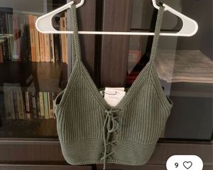 Olive Knit Crop Top