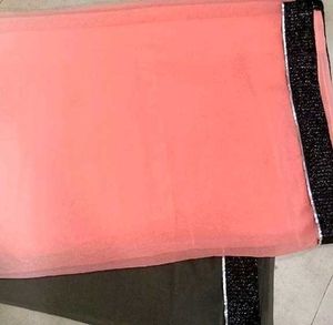 Peach Chiffon Lace Duel Shade Saree🌷💕