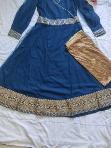 Elegant Blue Embroidered Ethnic Dress