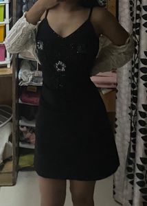 Embellished Black Slip Dress
