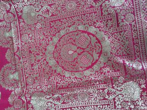 Pink &amp; Gold Banarasi Silk Saree