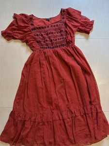 Elegant Maroon Embroidered Dress