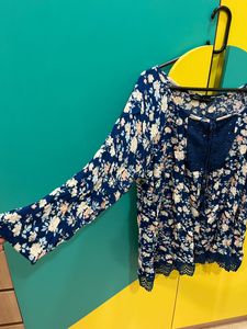 Navy Blue Floral Top