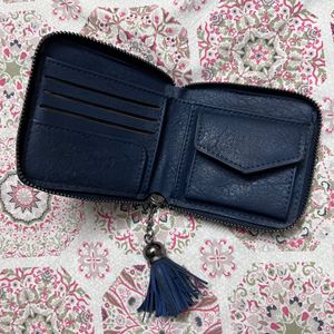 Navy Blue Classy Wallet With Multiple Pockets For Cards And Separate For Coins