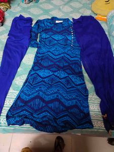 Blue Printed Kurta Set