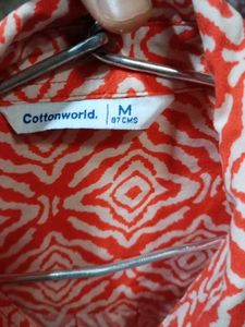 Cotton World Coral Colour Girls Shirt