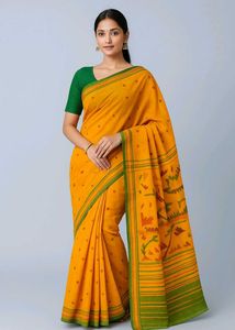 🛍️ Cotton Orange Saree ⭐⭐⭐⭐