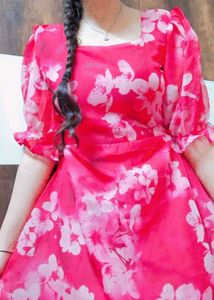 Pink Floral Chiffon Dress