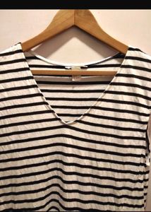 H&amp;M Striped  Mini Dress With Pockets And Slit