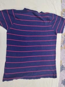 Coral &#39;Future&#39; Graphic and Blue Striped tee