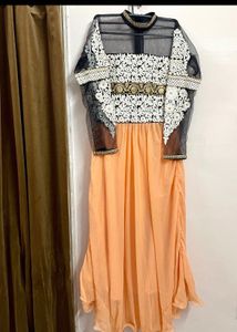 Designer Peach Dress Set With Embroidery Work
