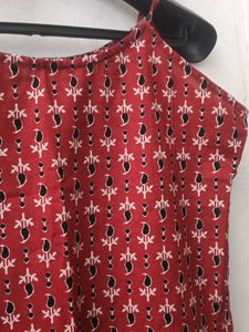 Red Printed Sleeveless Top