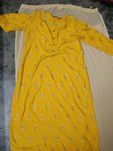 Yellow Printed Kurti