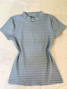 Striped Mock Neck Top