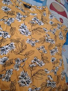 &#34;Floral Mustard Yellow Casual Top – Lightweight &amp;