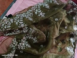 Elegant Olive Green Saree