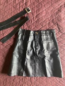Black Faux Leather Skirt