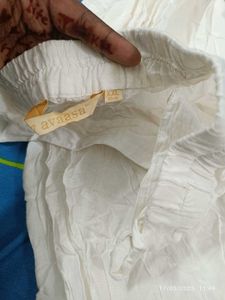 Avaasa Xxl White Cotton Palazzo