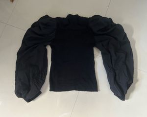 Chic Black Puff Sleeve Top