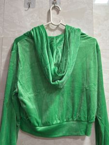Cropped velour zip-through hoodie H&amp;M