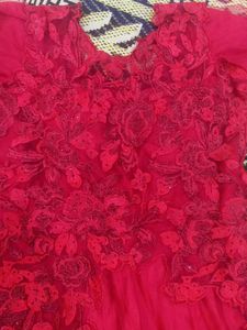 Red Floral Embellished Gown