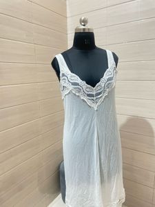 White Lace Trim Slip Dress