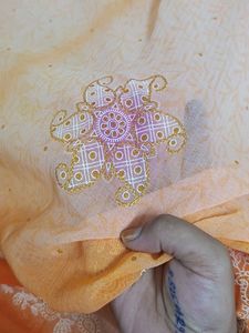 Elegant Floral Print Saree( glitter work )