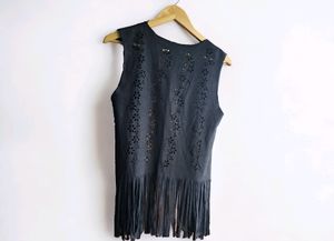 Waterfall Cutwork Black Shrugs