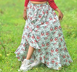 Beauty Floral Ruffle Maxi Skirt