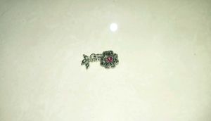 Flower Charm with Red Stone Nosepin