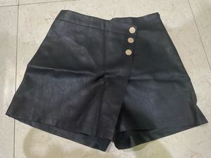 High waisted Faux Leather Skort