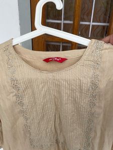 Elegant Light Beige Cotton  Kurti