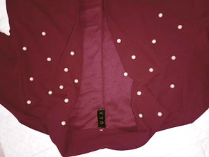 Burgundy Pearl Embellished Blazer