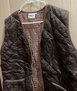 Quilted Vest with Bear Embroidery