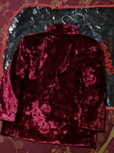 Velvet Blazer - Burgundy