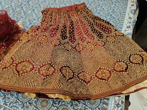 Maroon Velvet Embellished Bridal Lehanga