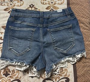 Denim Lace Shorts