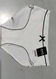 White Ribbed Panties with Bow