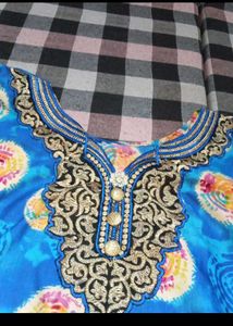 Blue Printed Salwar Kameez Suit