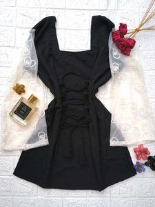 Corset Back Net Sleeves Kurti🖤
