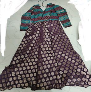 New Purple And Turquoise Beautiful Long Dres