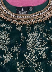 Green &amp; Gold Indian Outfit Sharara Set