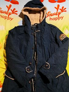 Navy Blue Hooded Winter Parka