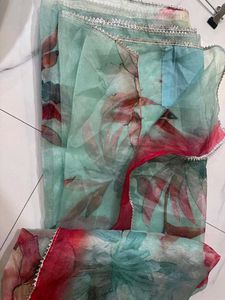Floral Organza Saree With Zari Lace Design