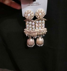 White Jhumar Earrings