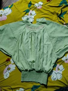 Green Pearl Embellished Blouse