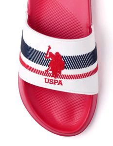 USPA Mens Rafa Printed Slides - Red &amp; White