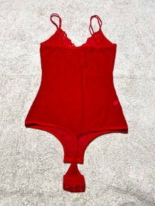 Red Sheer Lace Bodysuit