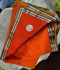 Orange Striped Saree With Gota