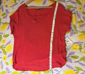 Beautiful Red V-Neck Tunic Top